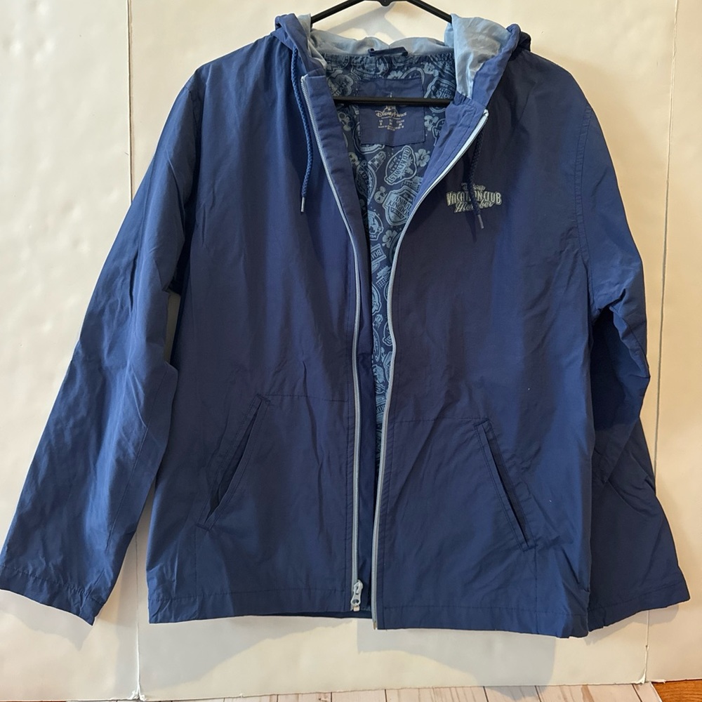 Disney Parks Vacation Club Member Unisex Rain Wind Hooded Zip Jacket Small
